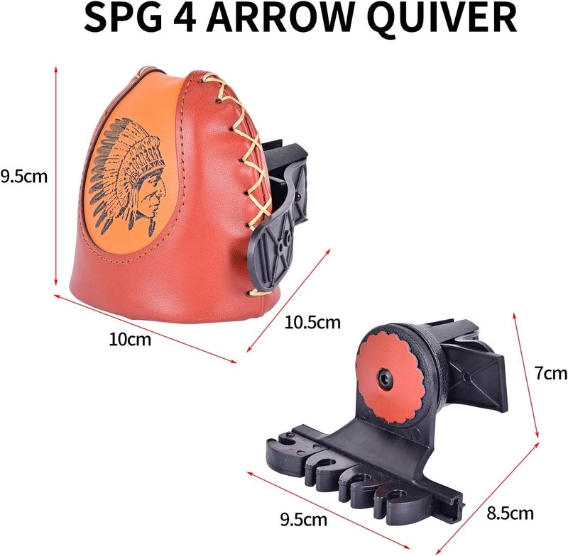 SP.G Adjustable Archery Arrow Quiver - Leather Quiver Arrow Holder with Quick Shoot System Longbow Recurve Bow Quiver 4/6 Arrows Hanged Arrow Case for Hunting Shooting Practice - Image 2